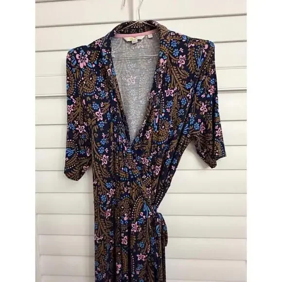 Boden floral paisley jersey wrap midi dress size 10Long - Picture 2 of 6